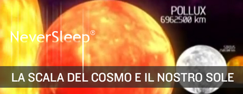 La scala del cosmo, dimensione di stelle, terra e pianeti.