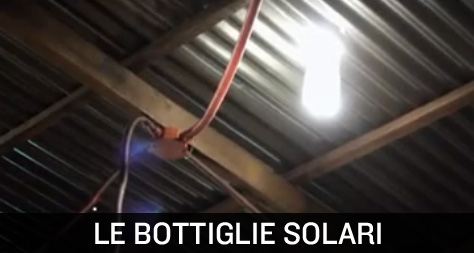 Le bottiglie solari, ecologiche lampade.