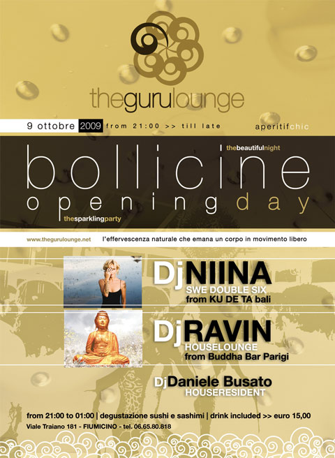 Aperitivo Sushi e Sashimi all'Opening della stagione invernale al The Guru Lounge, Roma.