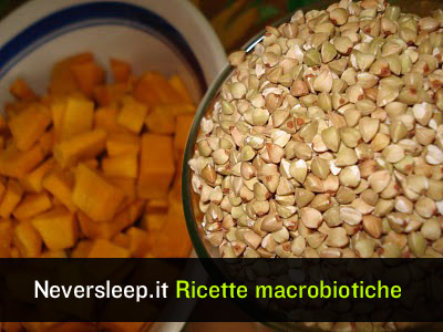 Ricetta macrobiotica per grano saraceno e zucca gialla e curcuma.